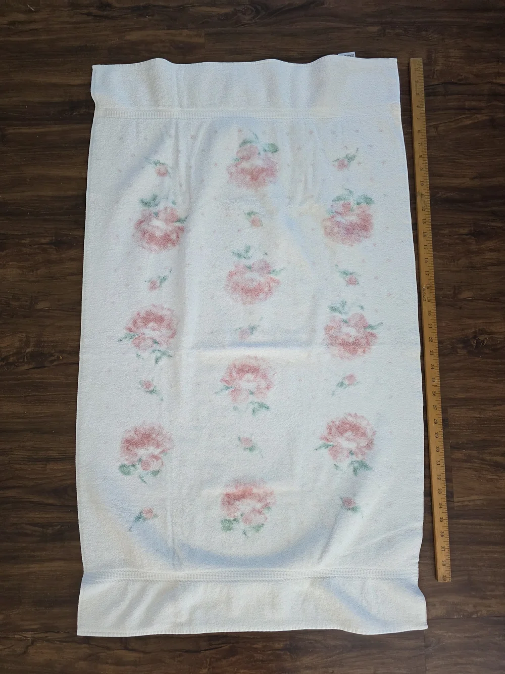 Vtg. JCPenny 100% Cotton Made In USA Bath Towel & 2 Hand Towels Pink ROSES 3pc